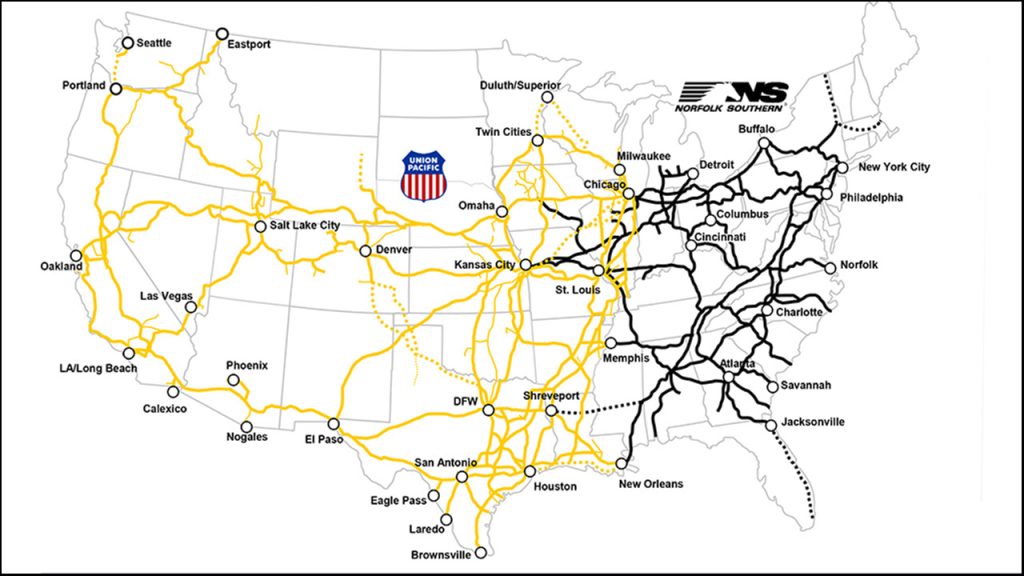 UP NS rail map